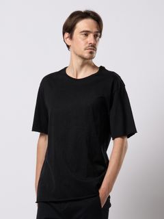 【予約品 9月23日(火) 締切】wide cut-off crew-neck S/S / ワイド カットオフ クルーネック ショートスリーブ / ディープブラック