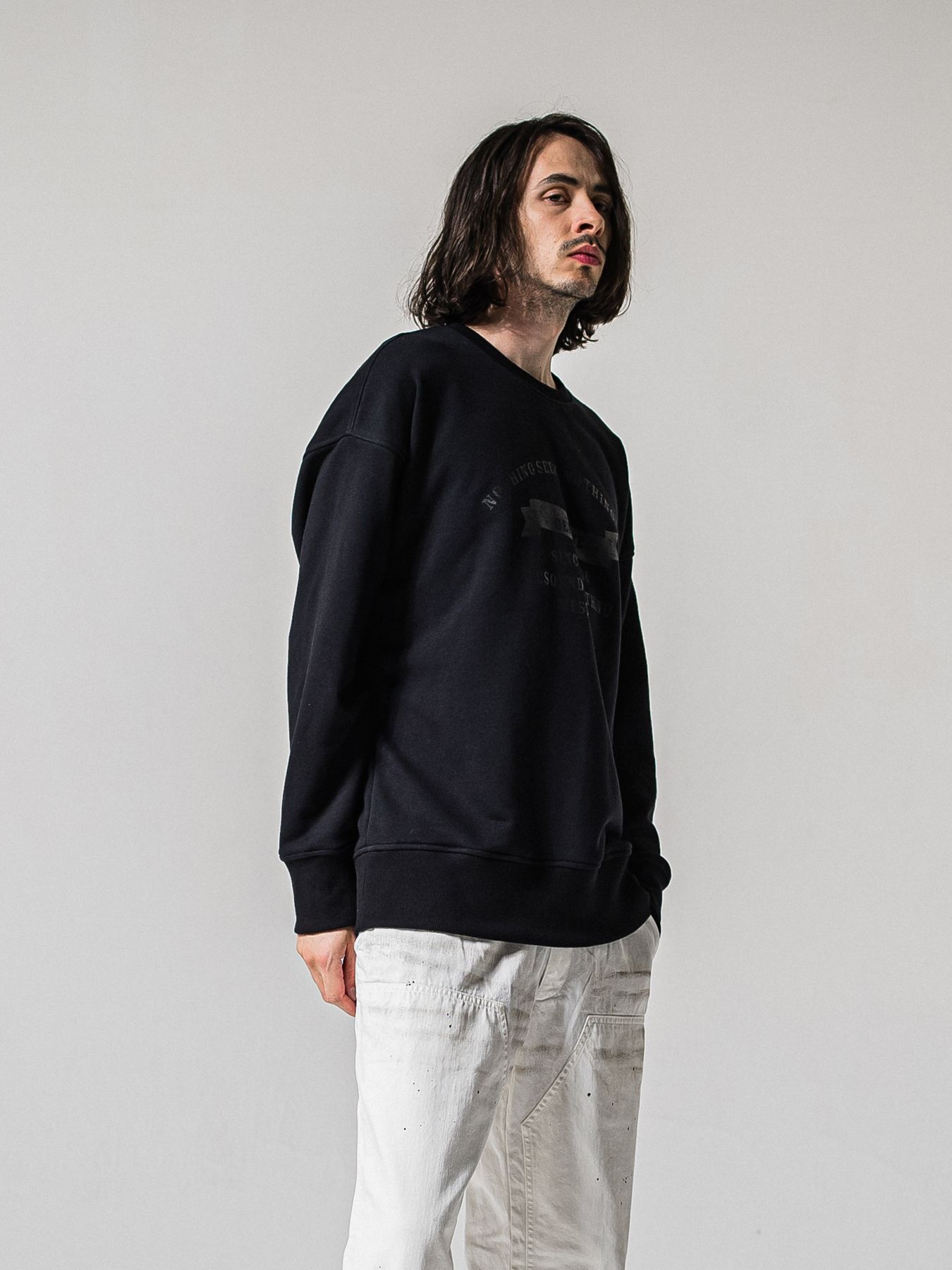 【予約品 11月16日(日) 締切】HF URAKE COLLEGE DROP TRAINER / 裏毛 カレッジロゴルーズ トレーナー / ブラック