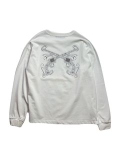 【予約品 3月9日(月) 18:00 締切】CROSSGUN METAL L/S T / メタル&クリスタルクロスガン ロンT / ホワイト