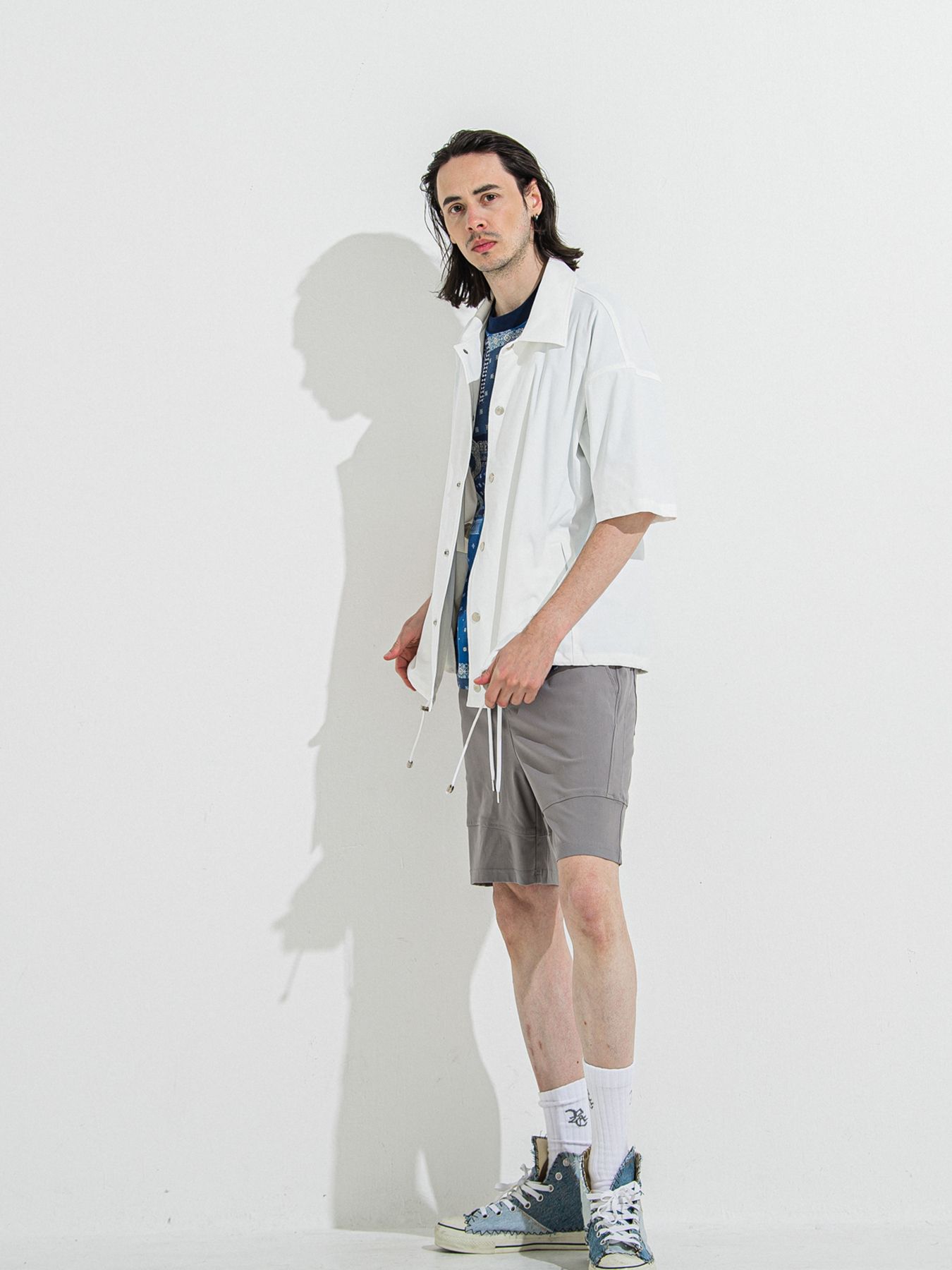【予約品 】NYLON HALF COACH JACKET / ナイロンハーフコーチジャケット / ホワイト