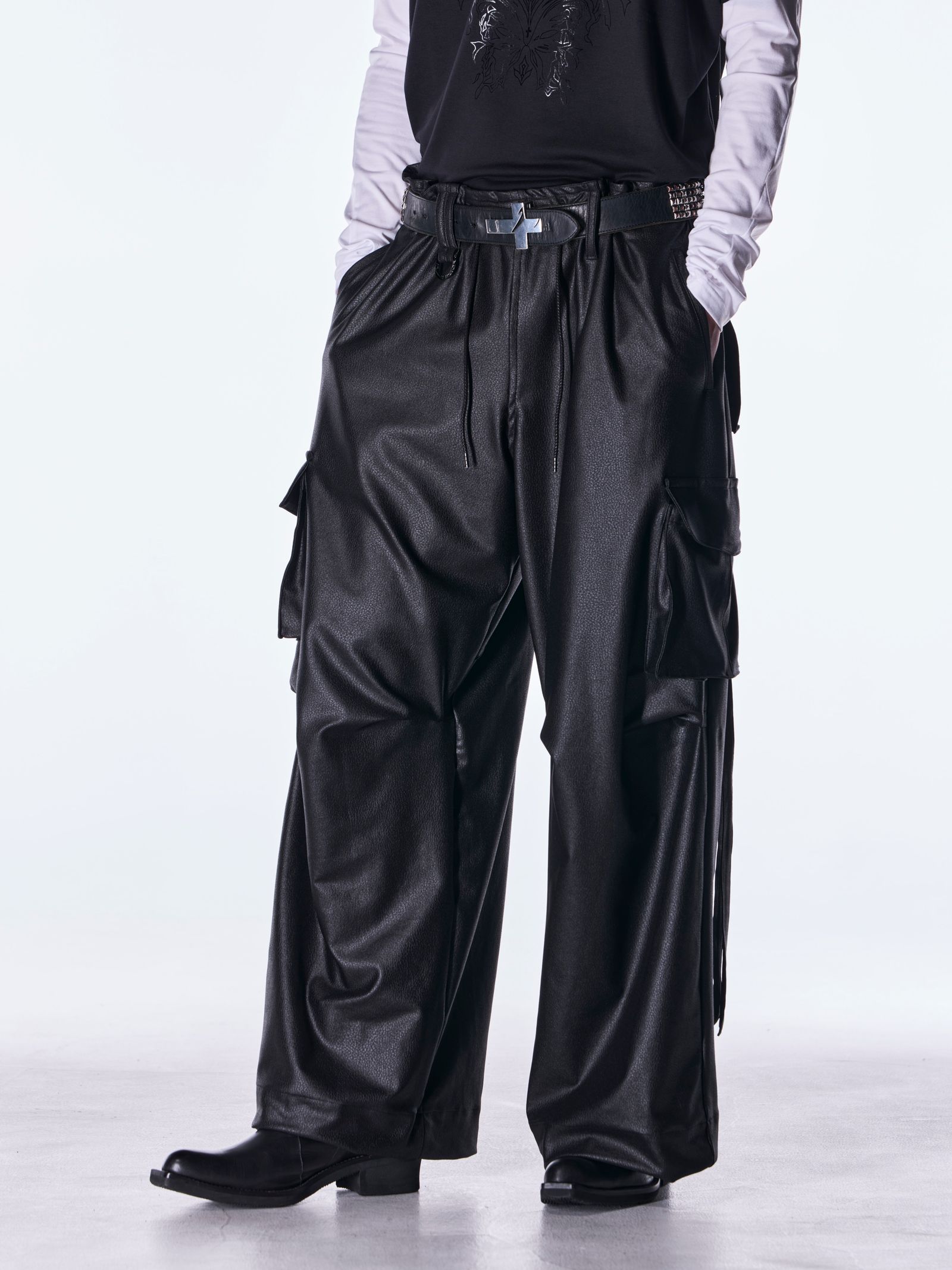 【予約品 6月29日(月) 締切】Emboss Silley Jersey Cargo Pants / サルエル ボンデージパンツ / ブラック