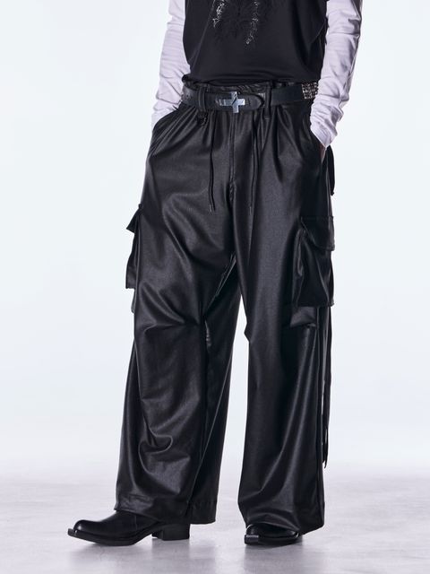 【予約品 6月29日(月) 締切】Emboss Silley Jersey Cargo Pants / サルエル ボンデージパンツ / ブラック