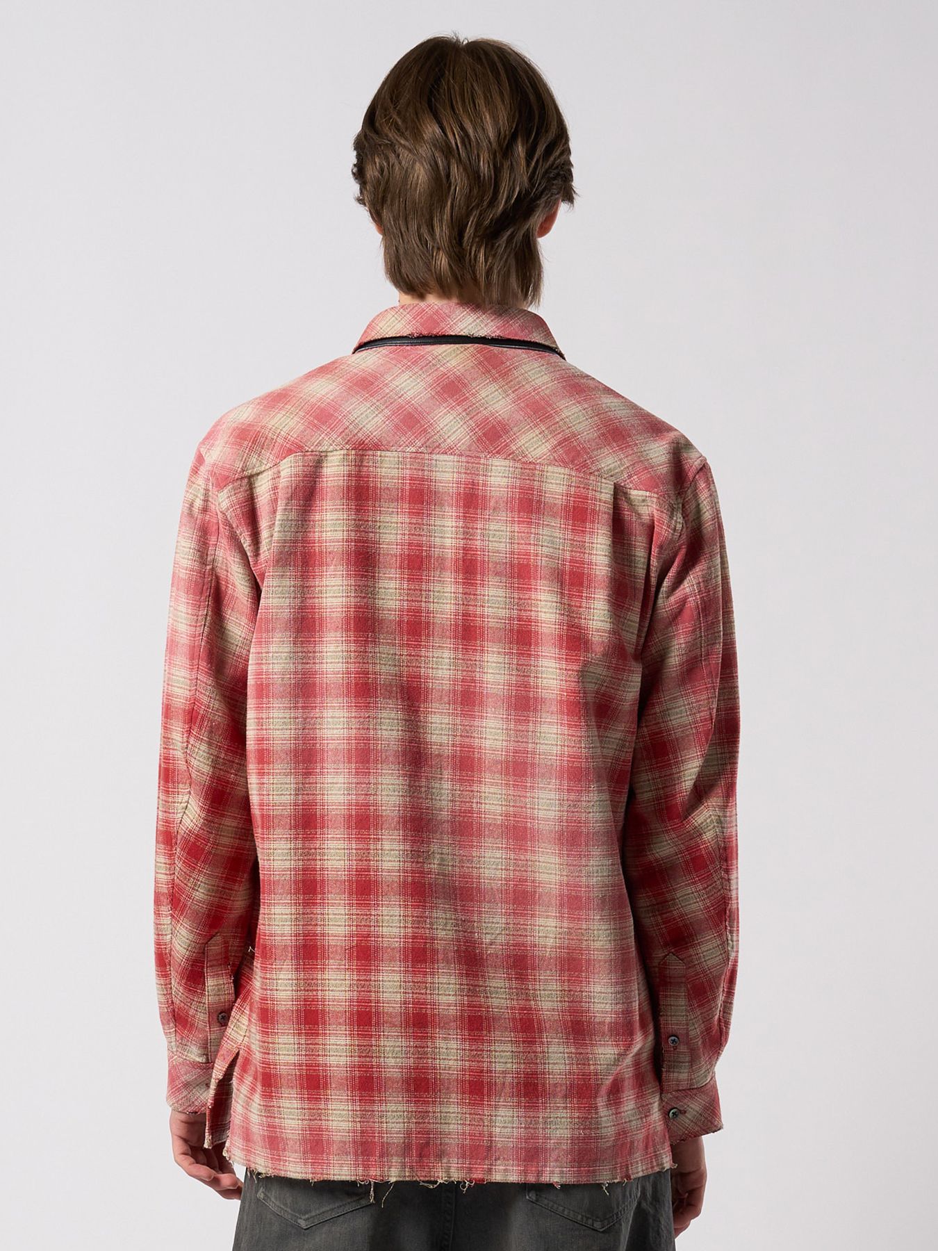 【予約品 4月19日(日) 18時締切】aging loose check shirt / エイジング ルーズ チェックシャツ / フェードレッド
