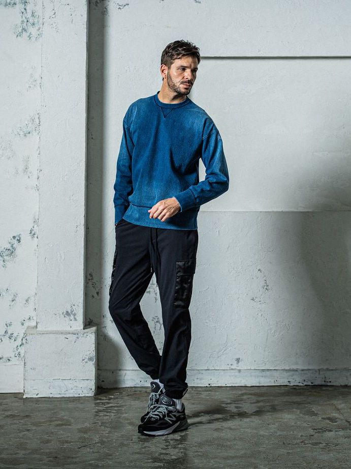 《予約11月17日19時締め》  DENIM JERSEY loose trainer / トレーナー / ダークインディゴ