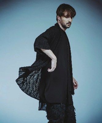 ハーフスリーブシアーニットガウン BLACK 【NO ID.】