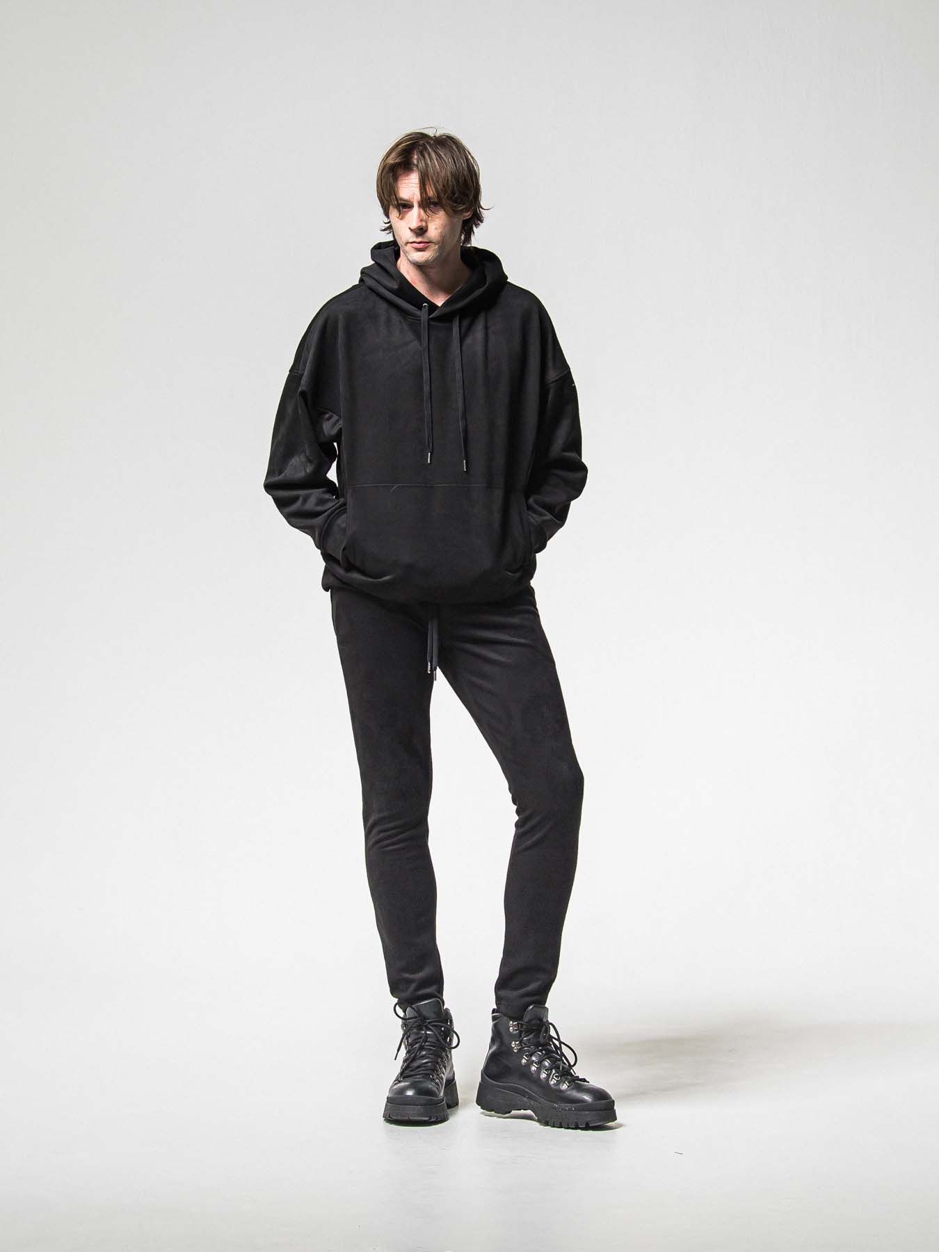 【予約品 8月31日(日) 締切】SUEDE LOOSE HOODIE / スウェード ルーズフーディ / ブラック
