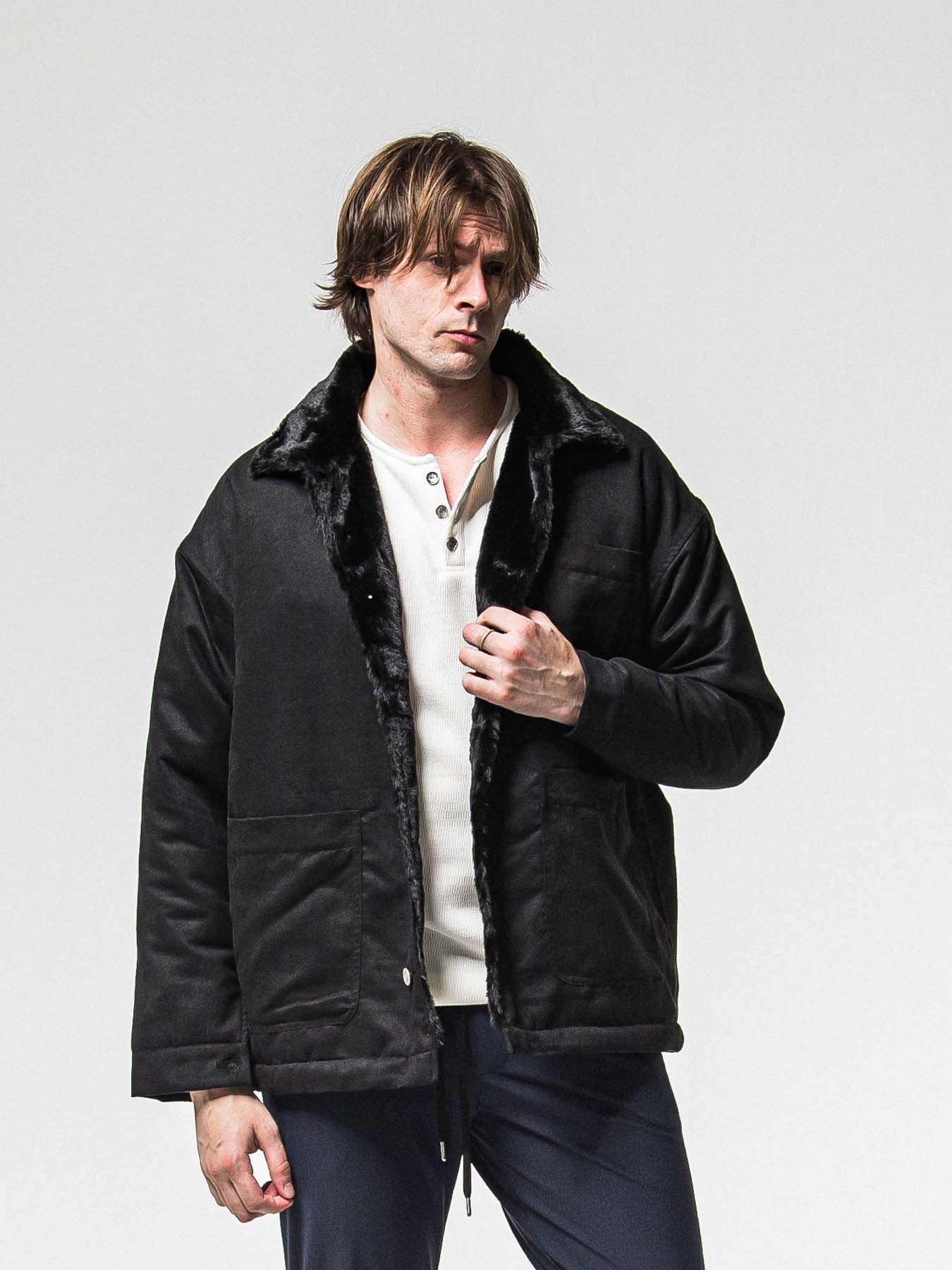 【予約品 】SUEDE FUR CAVER ALL / スウェードファーカバーオール / ブラック
