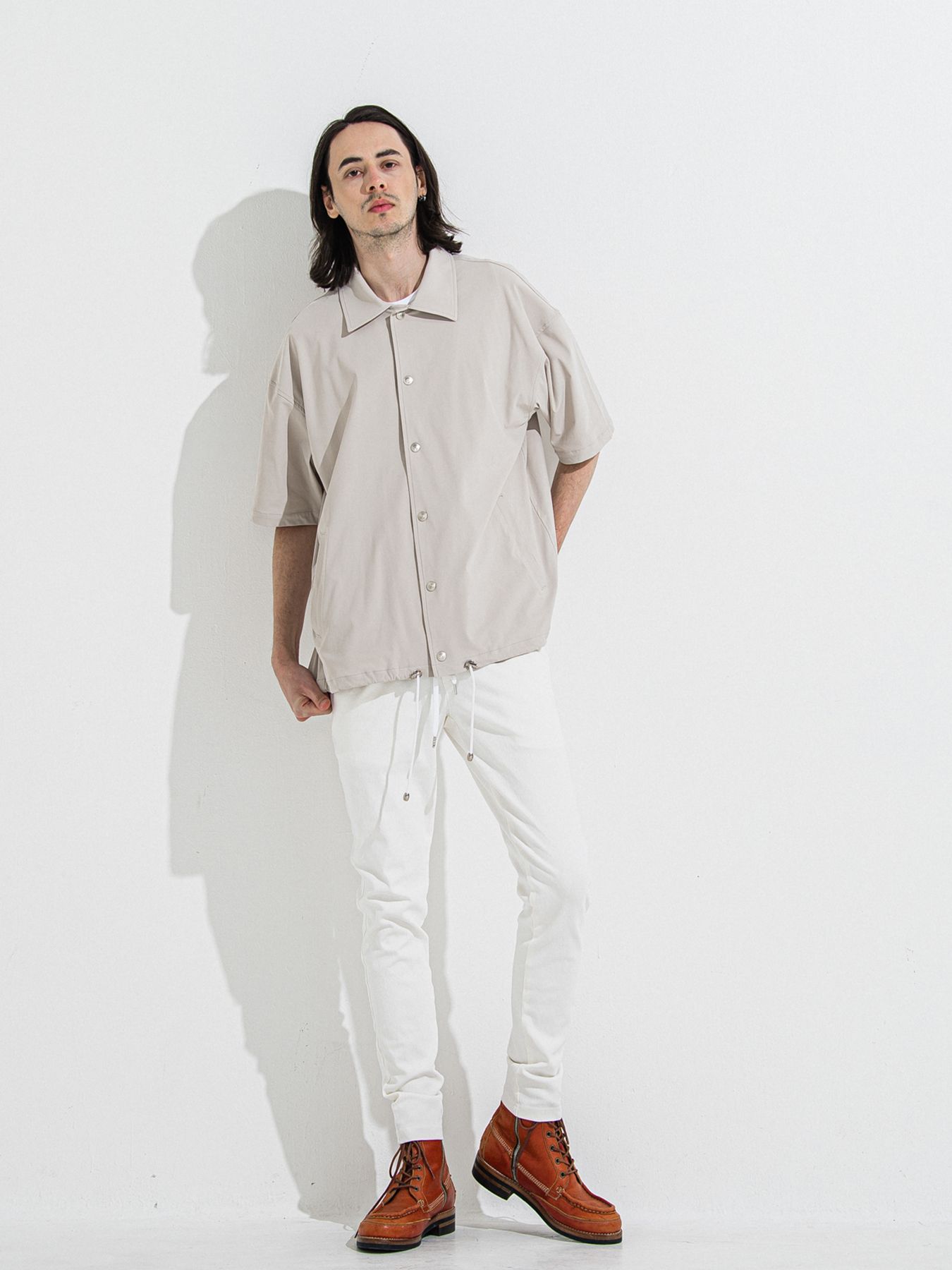 【予約品 】NYLON HALF COACH JACKET / グレージュ