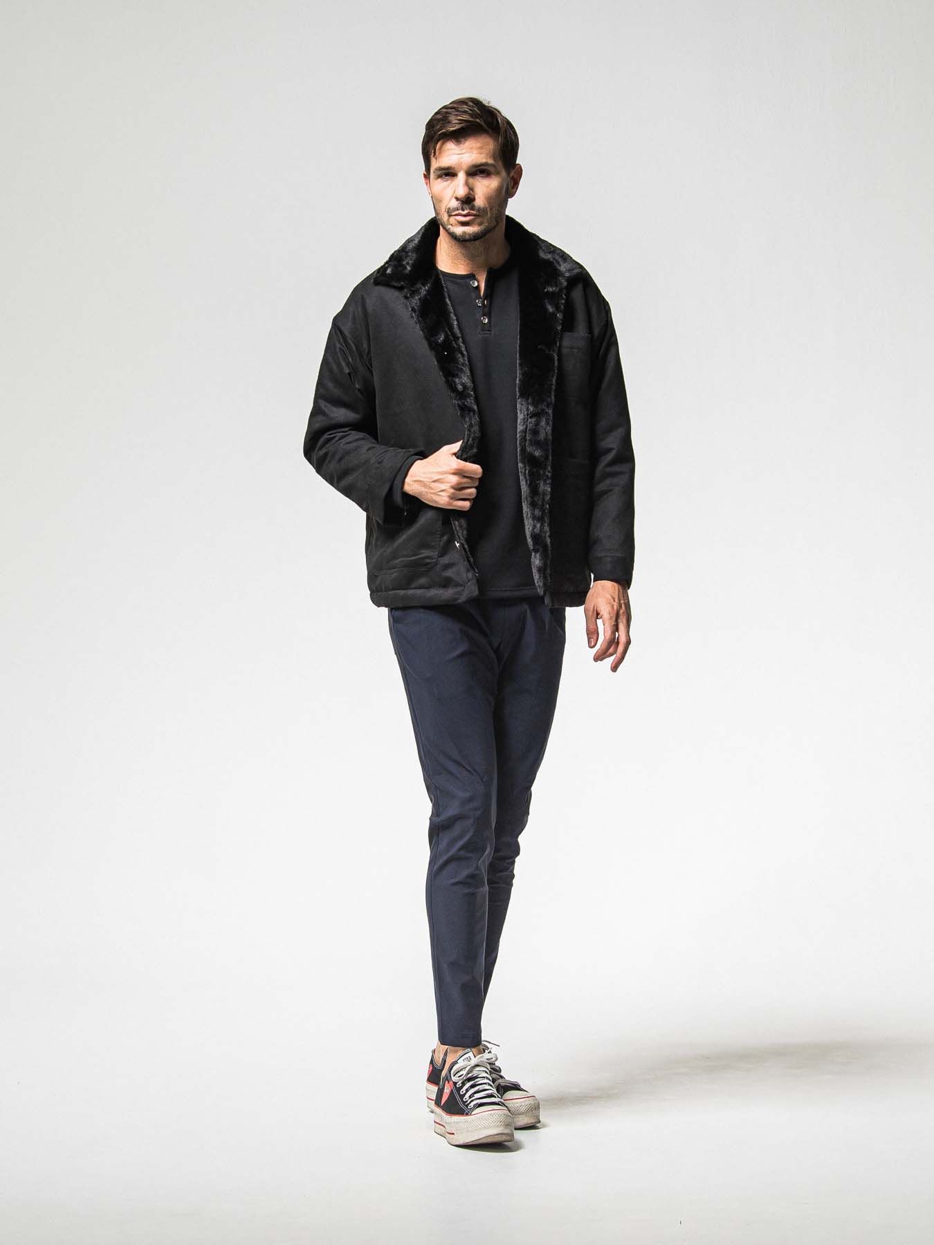 【予約品 】SUEDE FUR CAVER ALL / スウェードファーカバーオール / ブラック