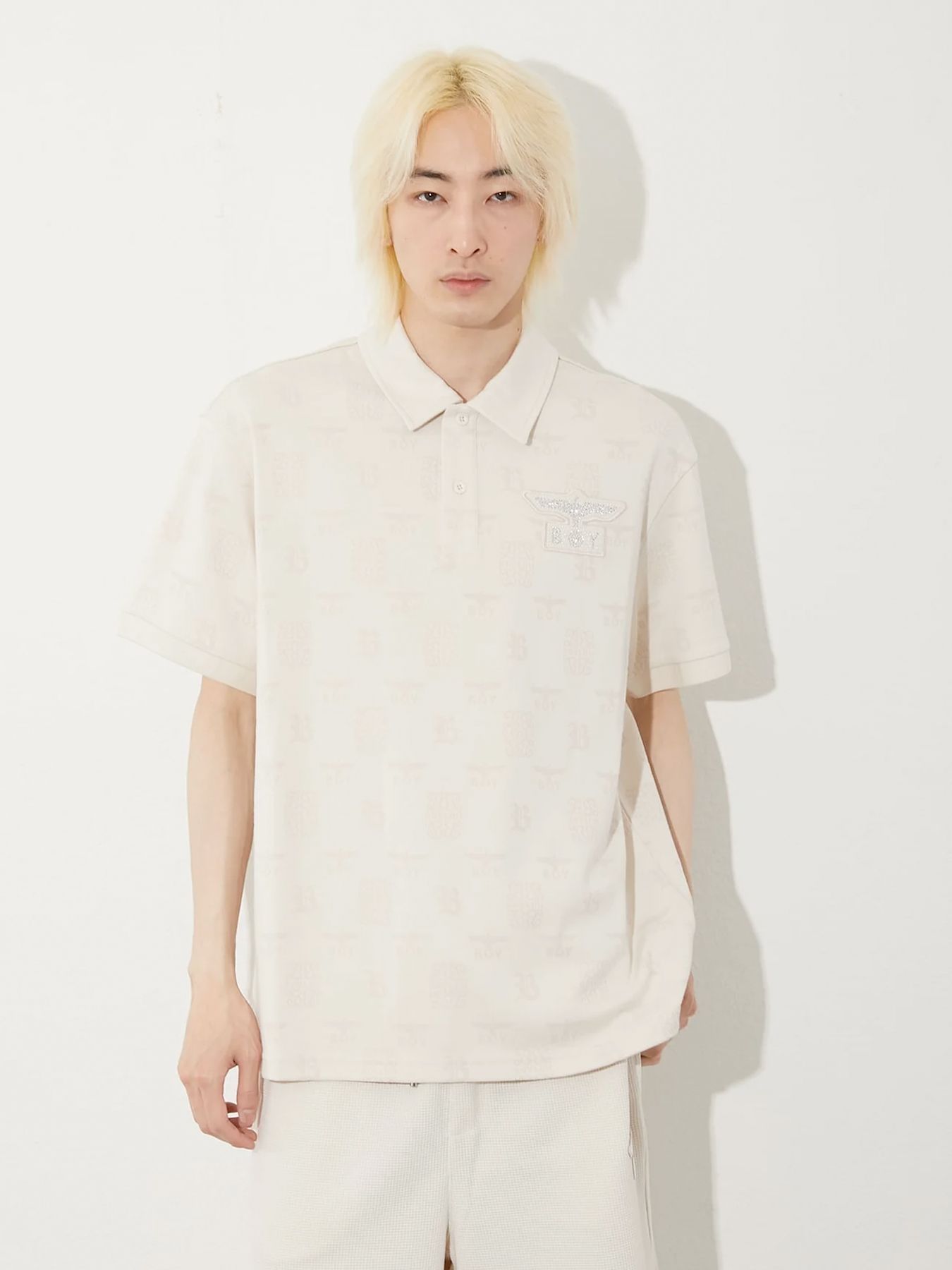 JACQUARD POLO SHIRT / ジャガードポロシャツ / カーキ