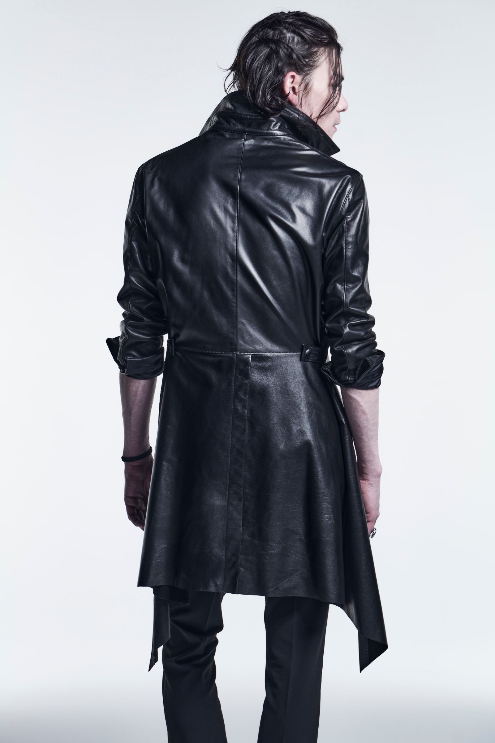 《予約品》 PinTuckLeatherFlareShirts CowLeather / Black 【kiryuyrik】 9月入荷予定