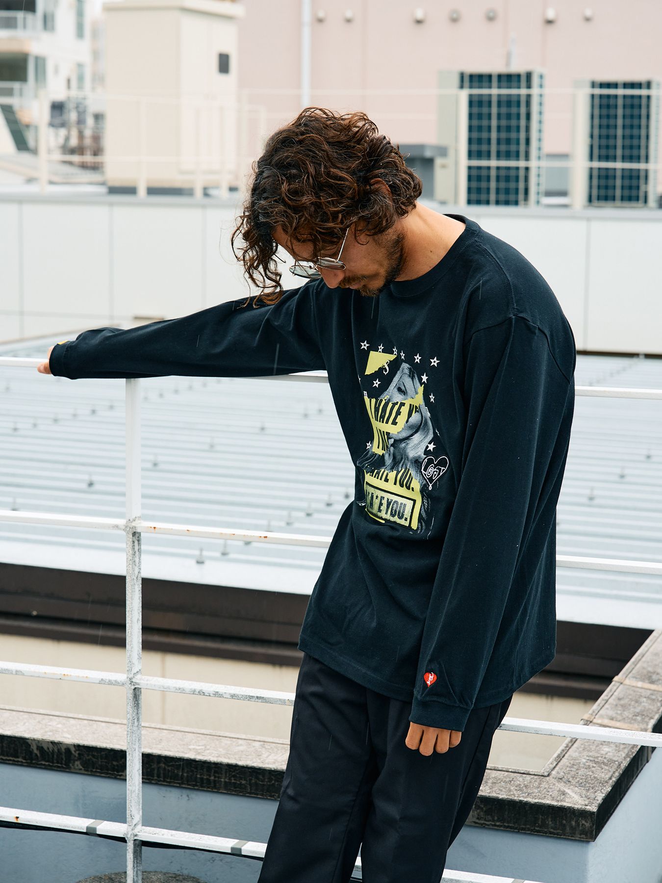 【予約品 5月8日(木) AM10時 締切】 5.6ozコットン天竺 I HATE YOU シークインLS Tシャツ / ブラック