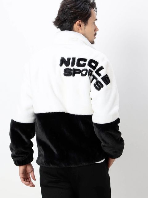 スタンドカラー ファーブルゾン / ホワイト【NICOLE SPORTS】