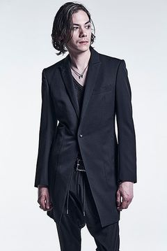 《予約品》 Long Peacked Jacket テーラードジャケット GabadineStretch / Black 【kiryuyrik】 11月入荷予定