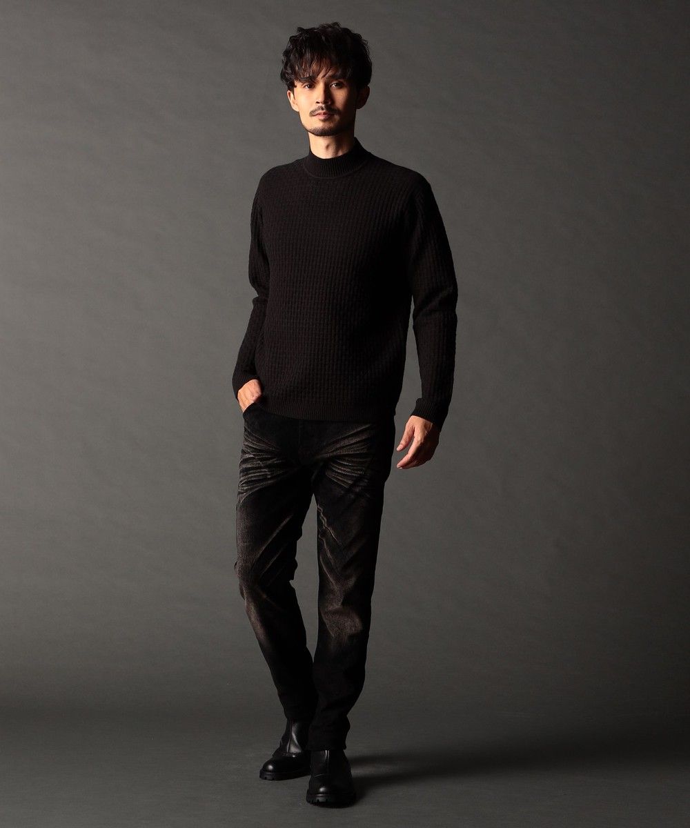 リンクスバスケットモックネックニットBLACK【NICOLE CLUB FOR MEN】