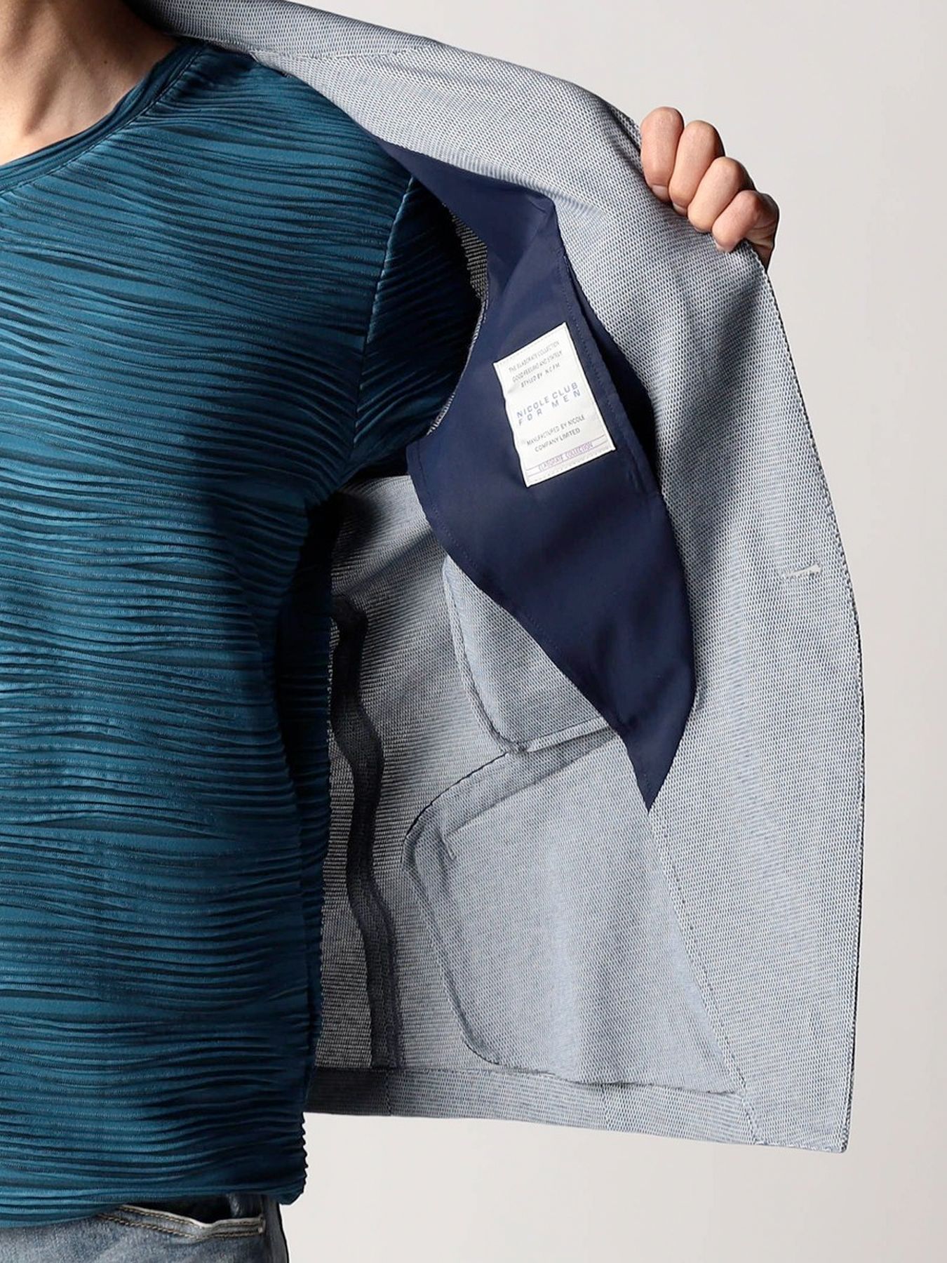 7分袖イタリアンカラージャケット / グレー【NICOLE CLUB FOR MEN】