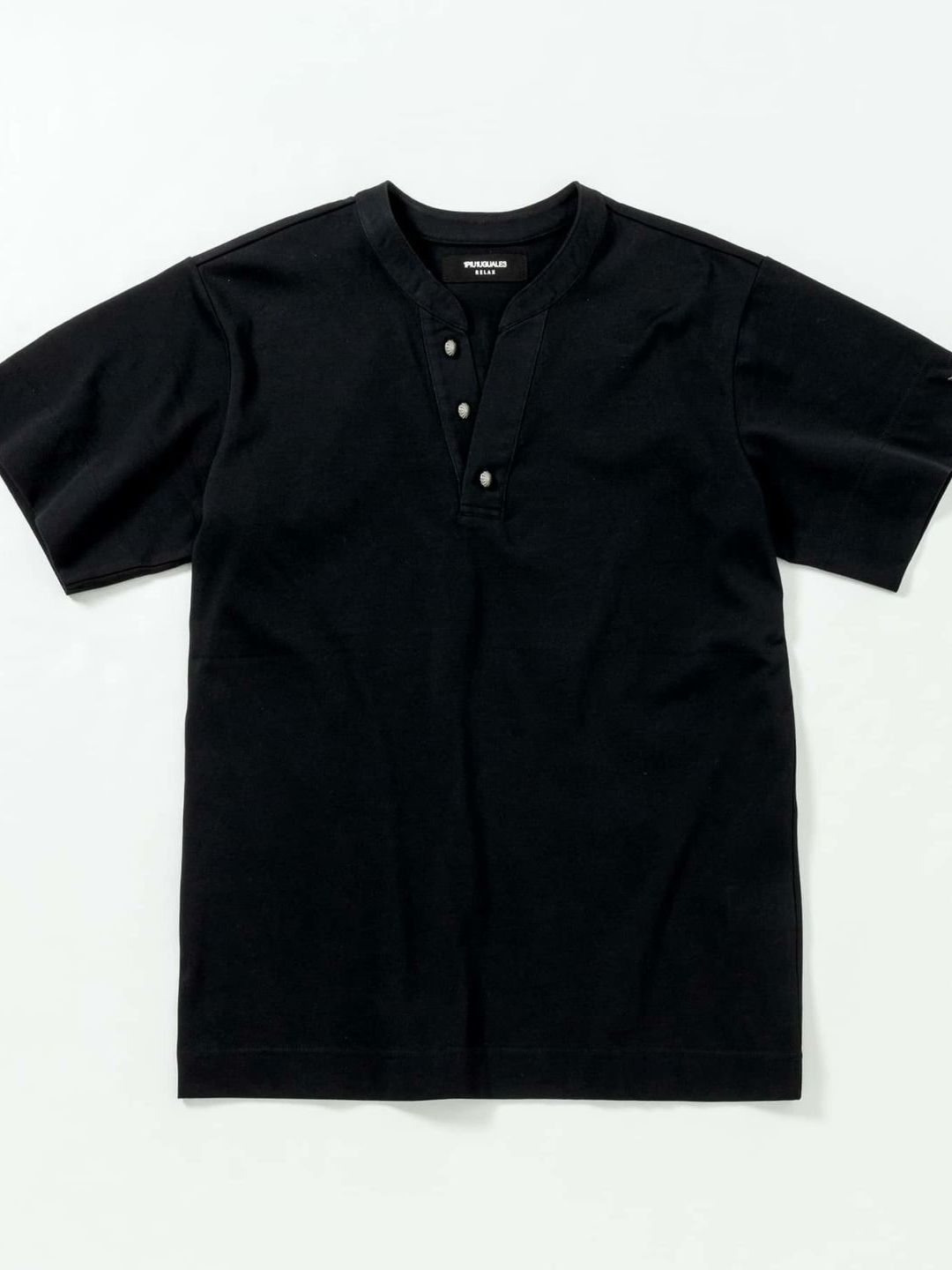 ヘンリーネック半袖Tシャツ / ブラック