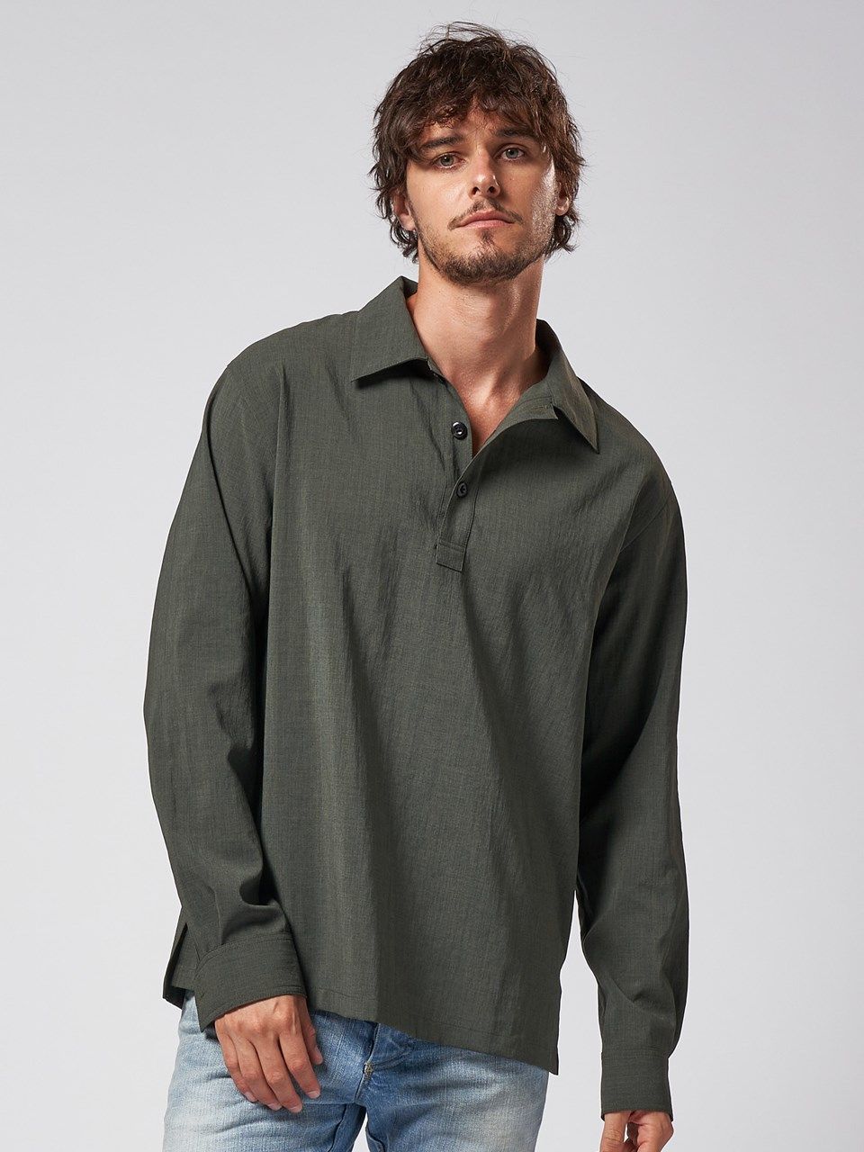《予約品》 shirt pullover / プルオーバーシャツ / カーキ