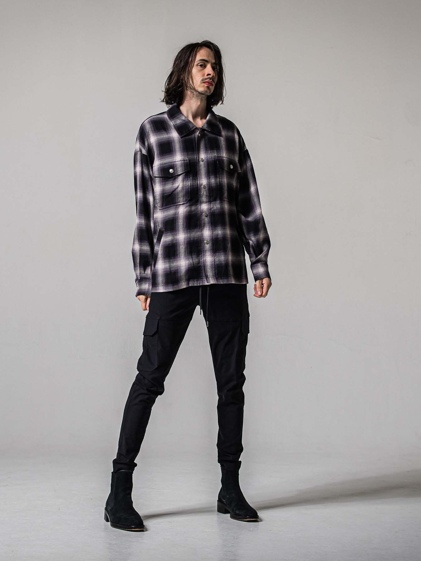 【予約品 11月16日(日) 締切】50s CHECK JK / オンブレチェック シャツジャケット / ブラック