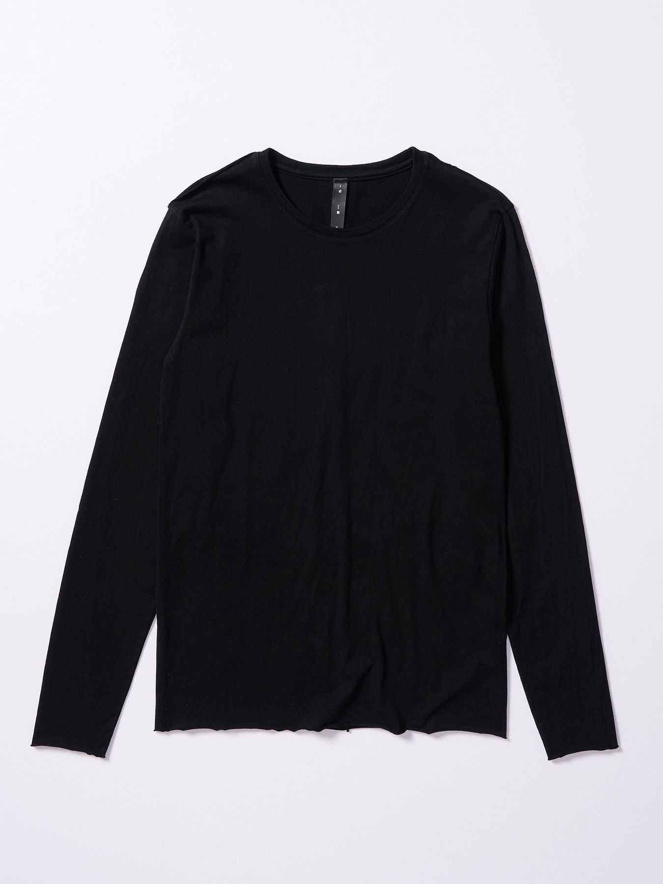 【予約品 4月19日(日) 18時締切】slim cut-off crew-neck L/S / スリムカットオフ クルーネック ロングスリーブ / ディープブラック