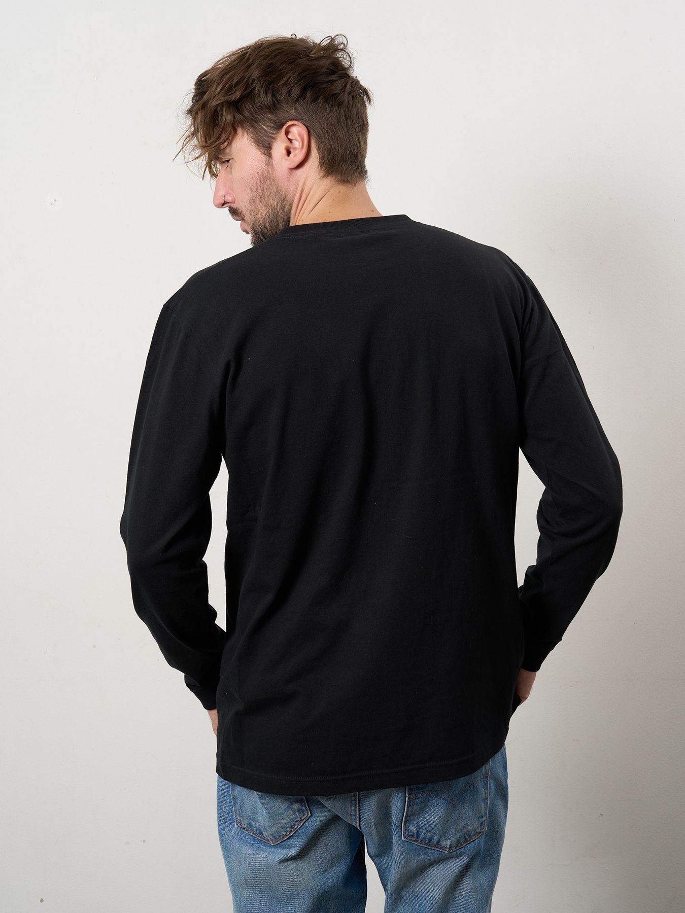 【予約品 10月16日(木) 締切】5.6ozコットン天竺 ドリップスター&クロスパッチ LSシャツ / ブラック