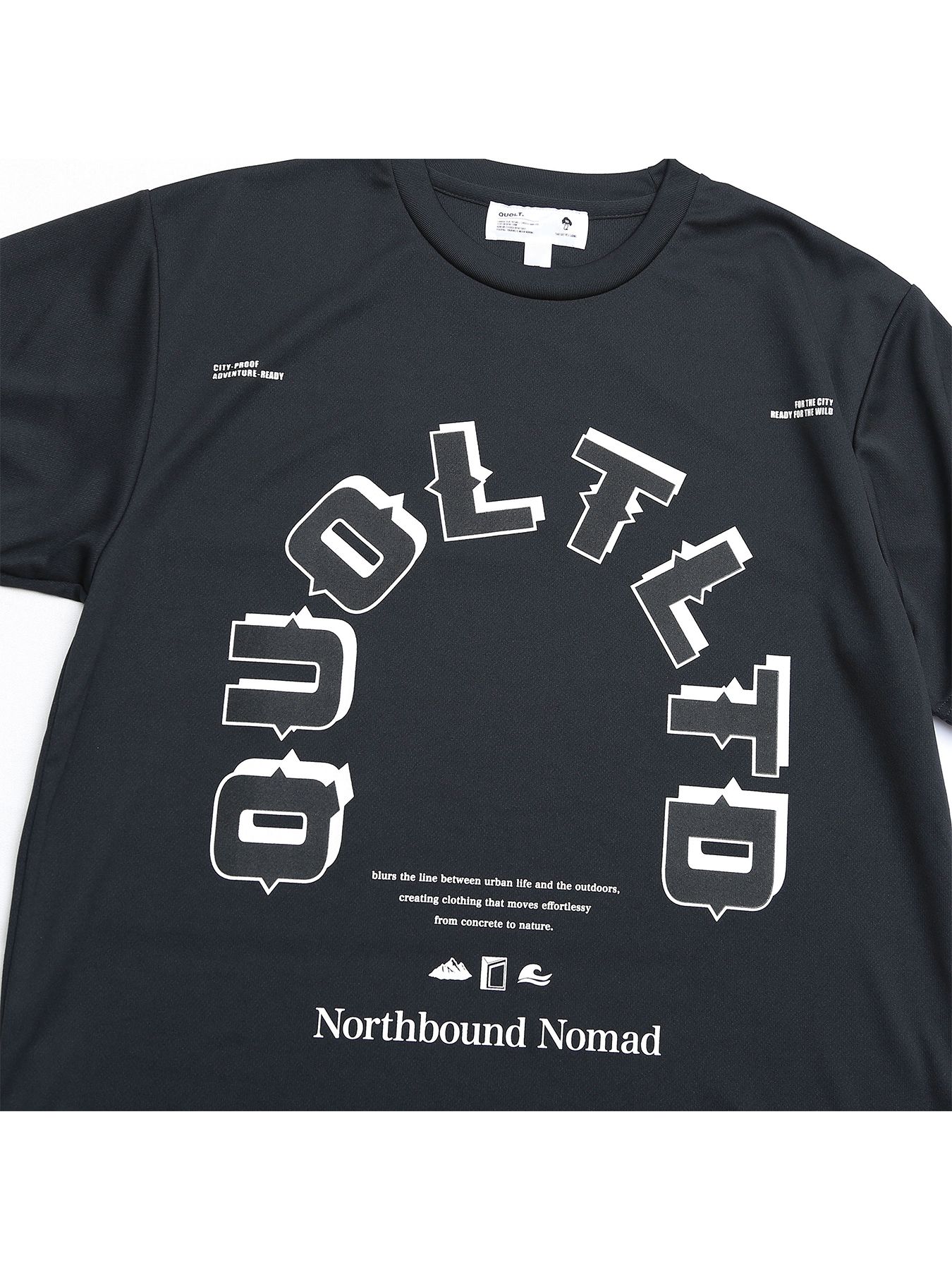 DRY TEE / ロゴプリント ドライメッシュTシャツ / ブラック【QUOLT】