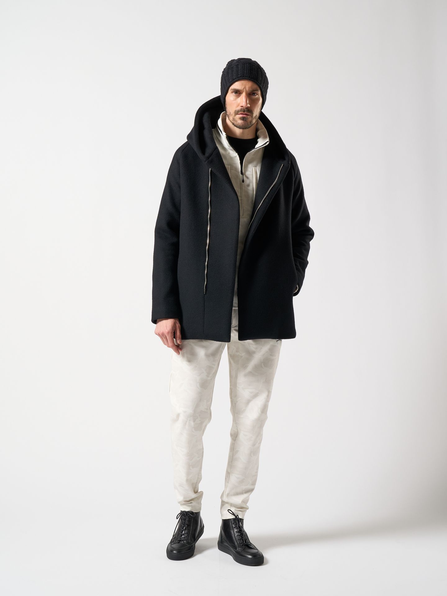 【予約品】 zip witch coat / フーデットコート / ブラック