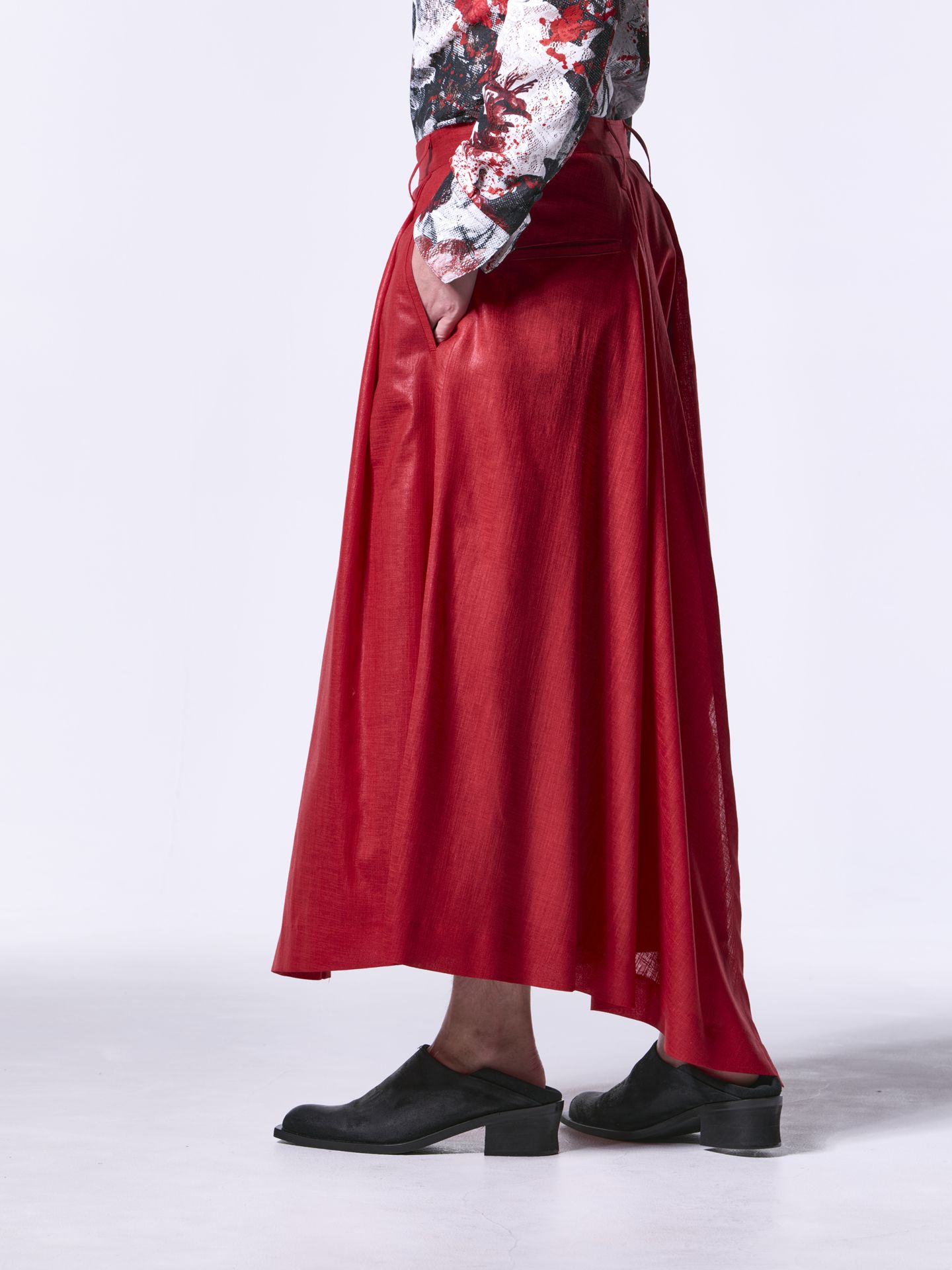 《予約品》Siler Slab SkirtWideTuckSlacks / スカートワイドタックスラックス / レッド