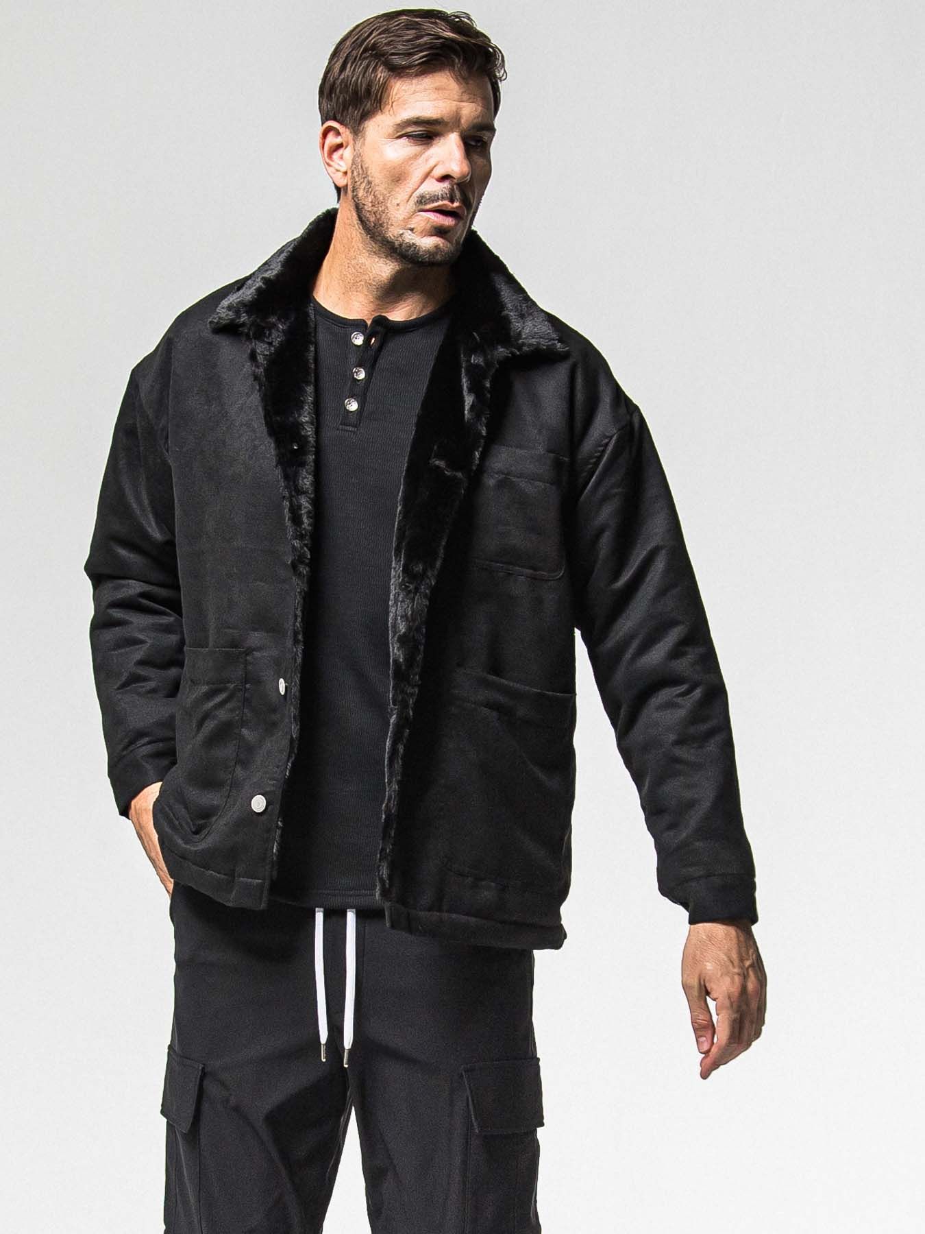 【予約品 】SUEDE FUR CAVER ALL / スウェードファーカバーオール / ブラック