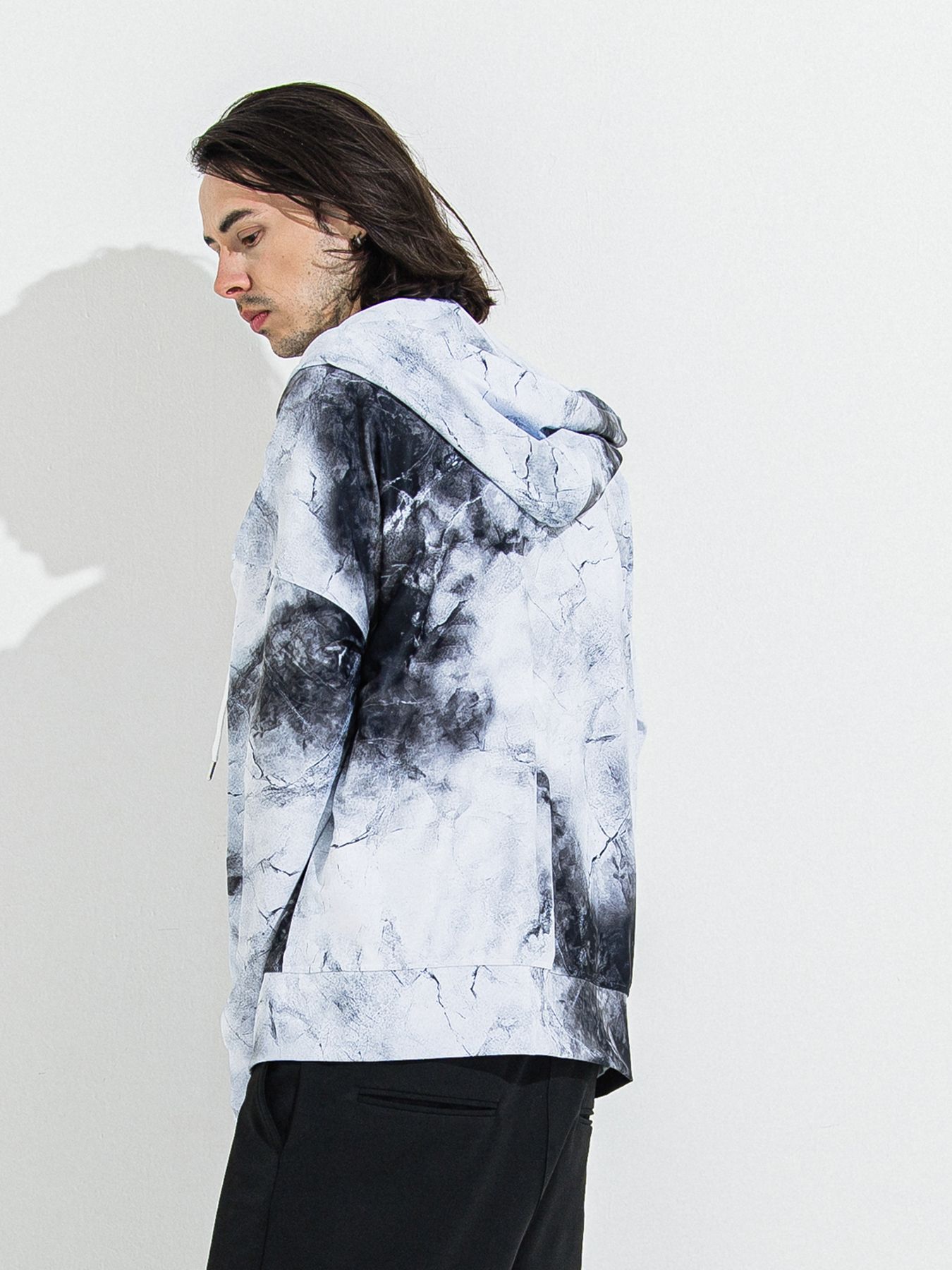 【予約品】RASH OVER ZIPUP HOODIE / ラッシュガード オーバーサイズジップアップパーカー / マーブルホワイト