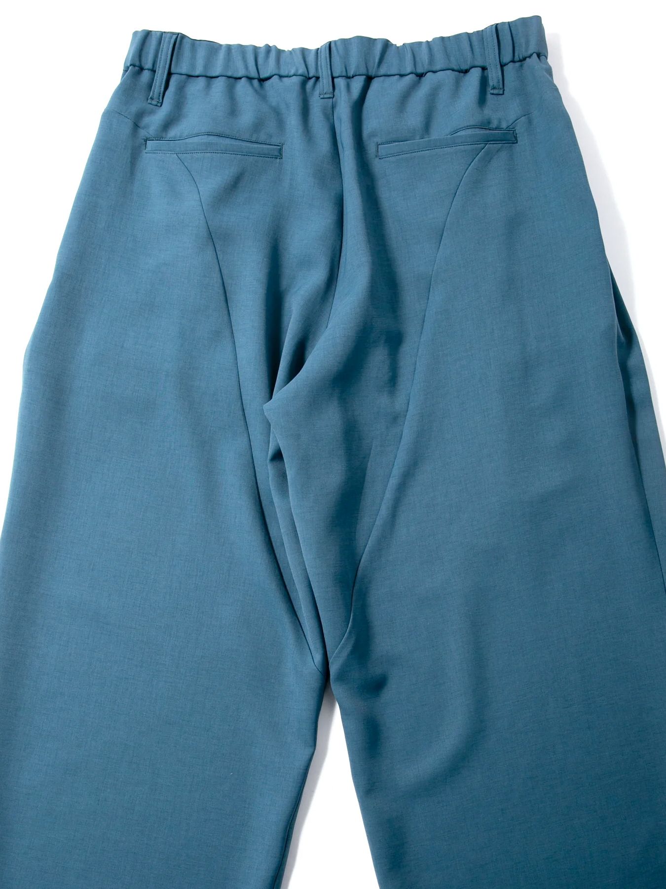 Polyester Stretch Twill Barrel Wide Pants / ポリエステル ストレッチ ツイル バレル ワイドパンツ / ブルーグリーン
