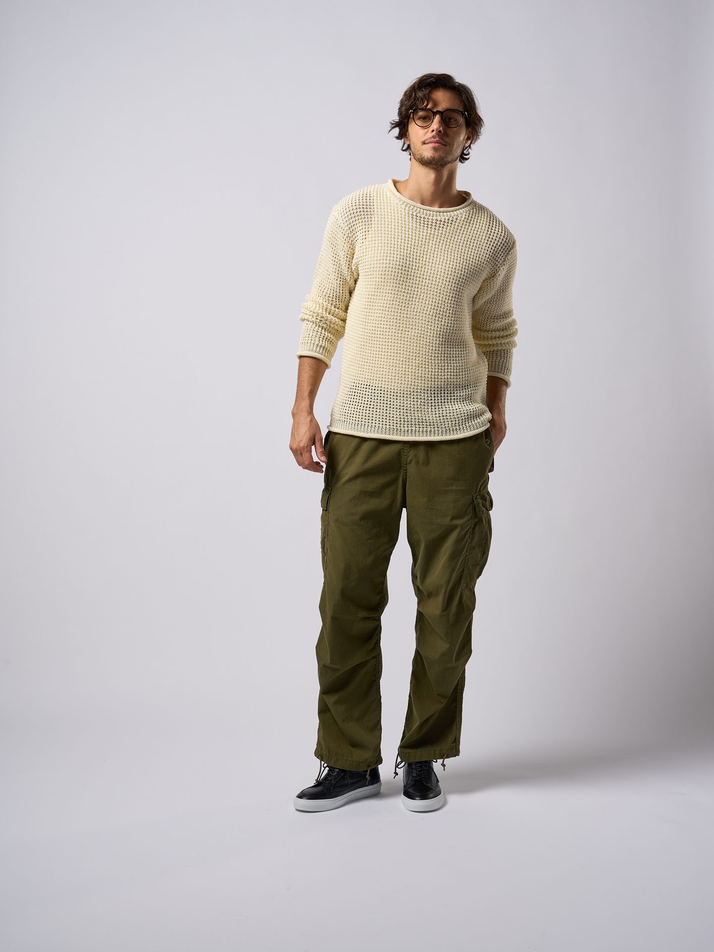 【予約品9月19日 10時締め】 GIMA roll crew knit / クルーネックニット / オフホワイト