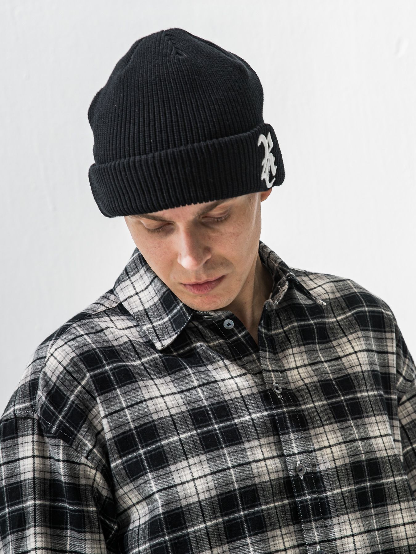 【予約品 9月6日(日) 締切】COTTON KNIT CAP / コットン ニットキャップ / ブラック×ホワイト