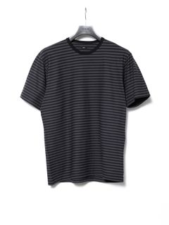 【予約品 10月12日(日) 締切】High Twisted Yarn Cotton Single Jersey Stripes Crew Neck T-shirt / ボーダー強撚天竺 クルーネック Tシャツ / ブラック×グレー