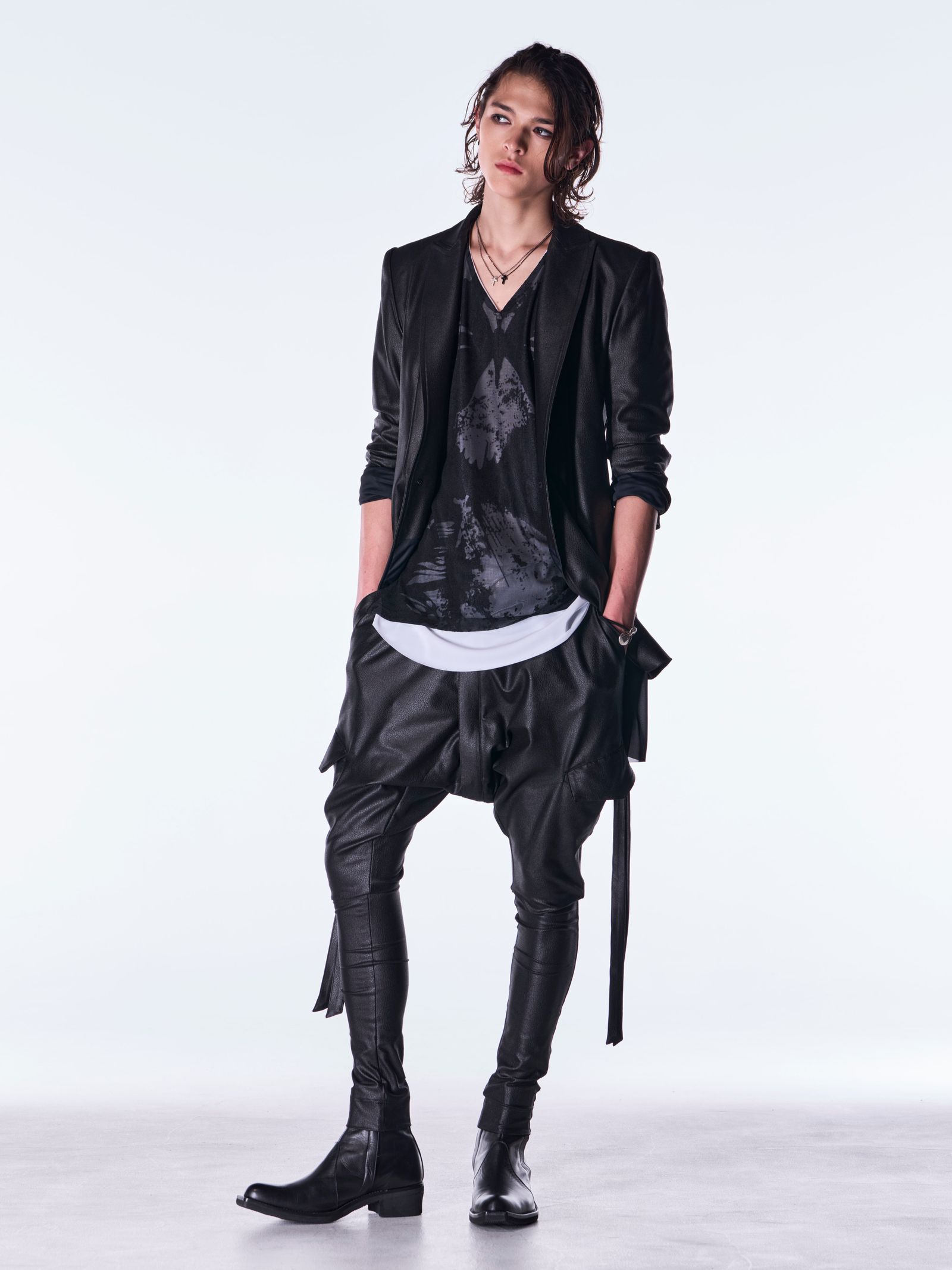 【予約品 6月29日(月) 締切】Emboss Silley Jersey Layerd Jacket / レイヤードジャケット / ブラック