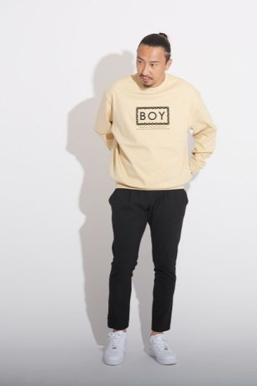 CHAIN DESIGN DOUBLE FACE SWEAT/ カーキ 【BOY LONDON】