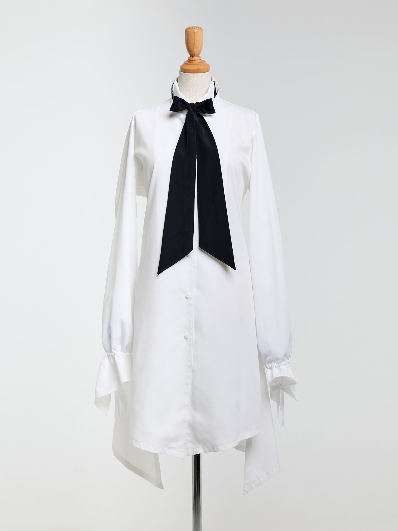 【予約品 10月26日(日) 締切】Wing Collar Flare Ribbon Shirt / ウイングカラー フレアリボンシャツ / ホワイト