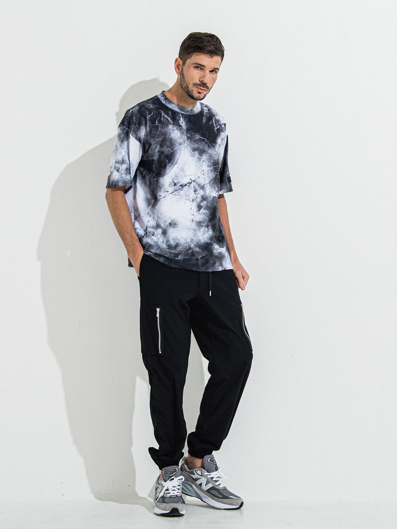 MARBLE RASH OVER T / ラッシュガード マーブルオーバーサイズTシャツ / ブラック