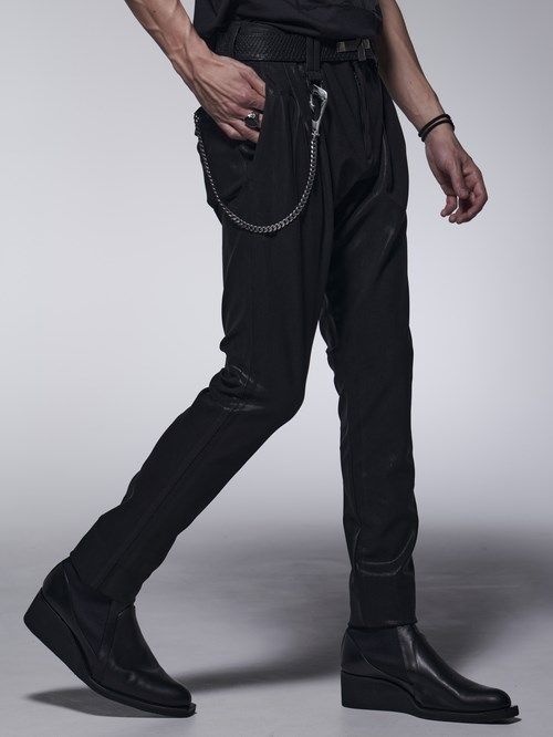 《予約品》 JodhpursSlacks / ブラックコーティング2タックスラックス / ブラック 【kiryuyrik】 10月以降入荷予定