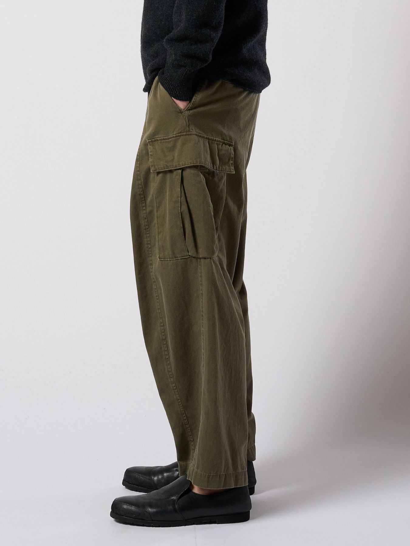 【予約品 4月19日(日) 18時締切】sulfur dyed light easy cargo / 硫化染め ライトイージーカーゴパンツ / フェードカーキ