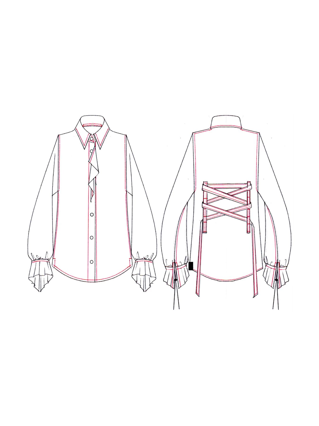 【予約品 10月26日(日) 締切】Lace Up Shirt / レースアップシャツ / ブーゲンビリア