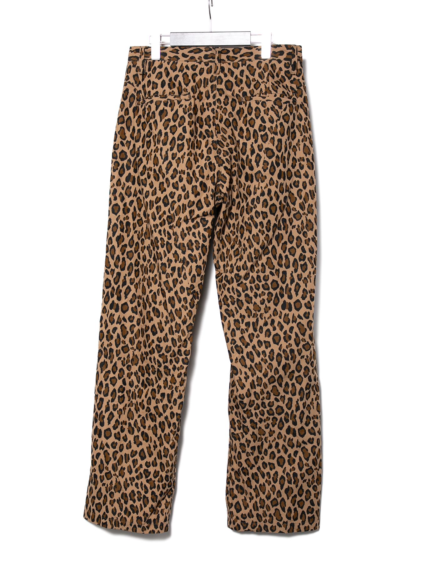 【予約品 10月12日(日) 締切】Leopard Printed Cotton Nylon Tapered Wide Pants / コットン ナイロン豹柄プリント テーパード ワイド パンツ / ブラウン豹柄