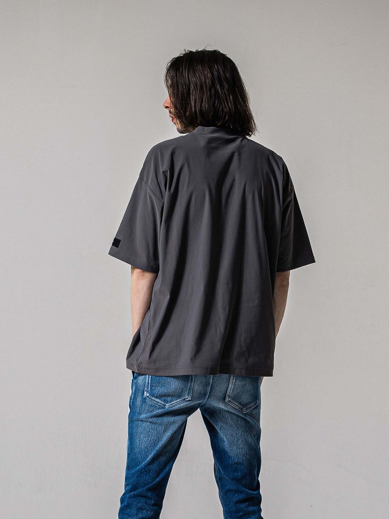 【予約品 11月16日(日) 締切】SIDE RC OVER T / サイドロゴプリント オーバーサイズ ナイロンTシャツ / グレー