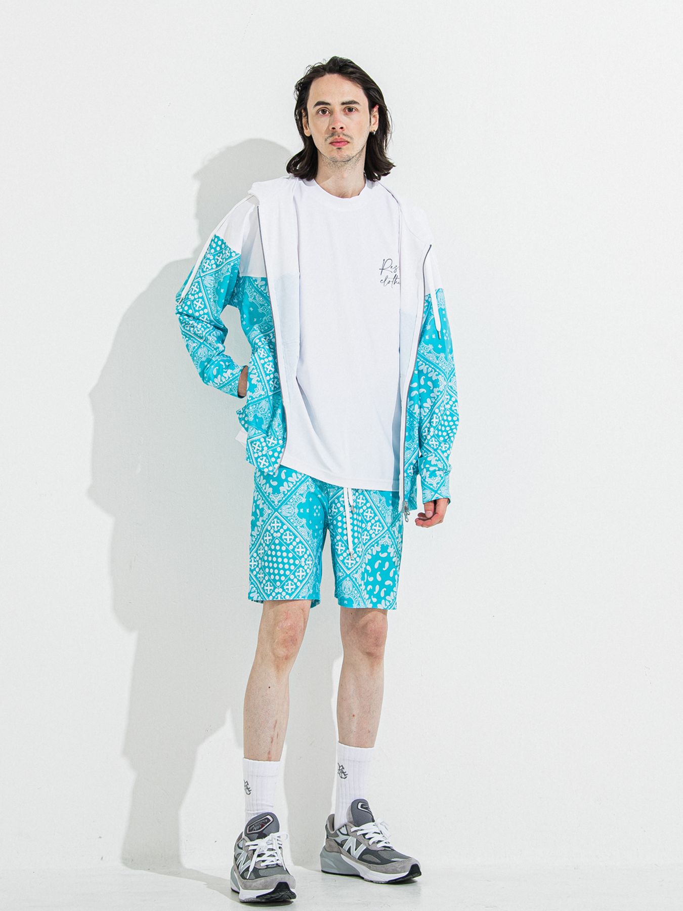 【予約品 】RASH SHORTS / ラッシュガード ショーツ / バンダナブルーグリーン