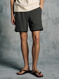 【予約品 1月25日(日) 締切】jacquard summer knit shorts / ジャガード サマーニット ショーツ / ブラック