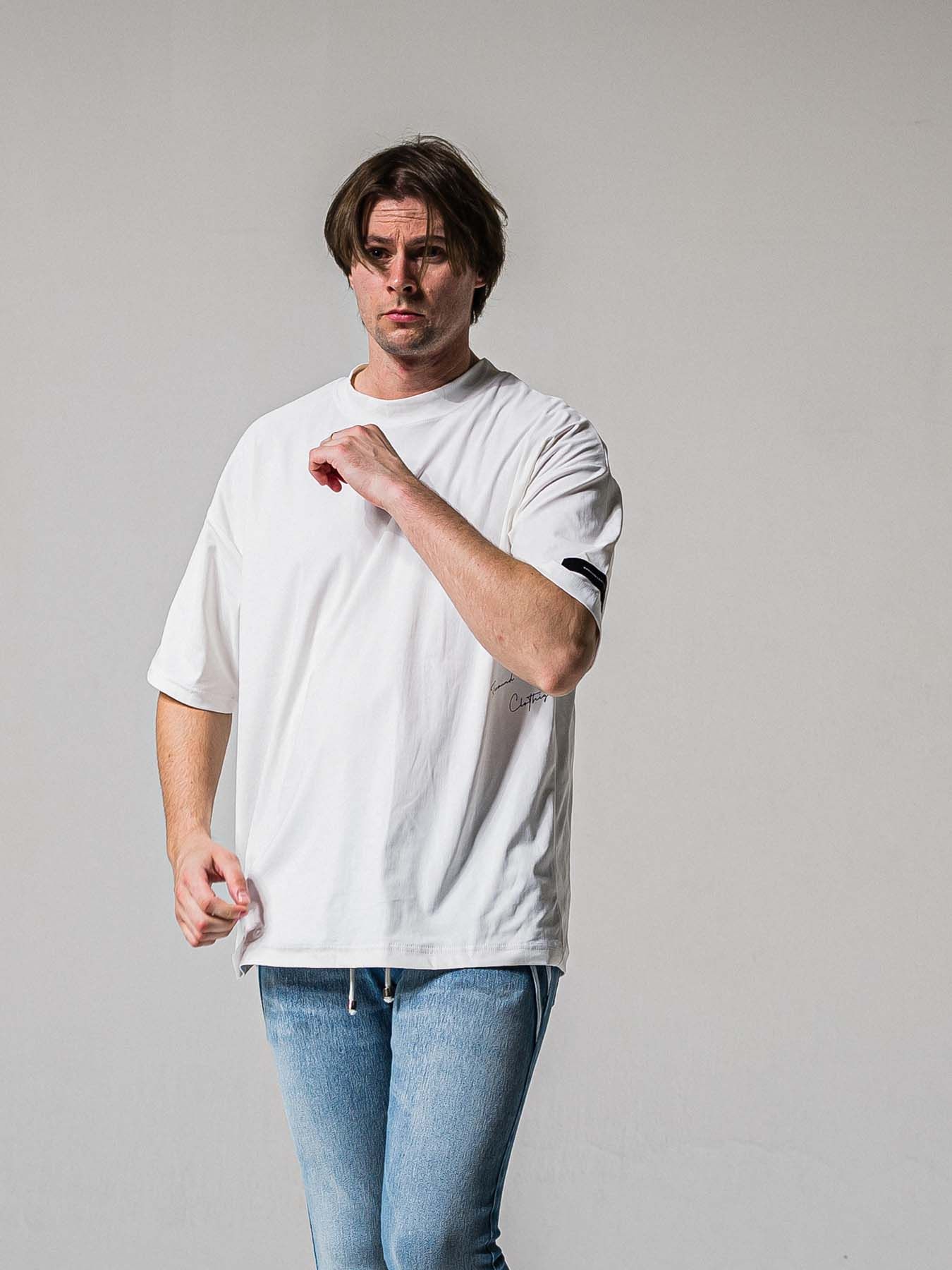 【予約品 11月16日(日) 締切】SIDE RC OVER T / サイドロゴプリント オーバーサイズ ナイロンTシャツ / ホワイト