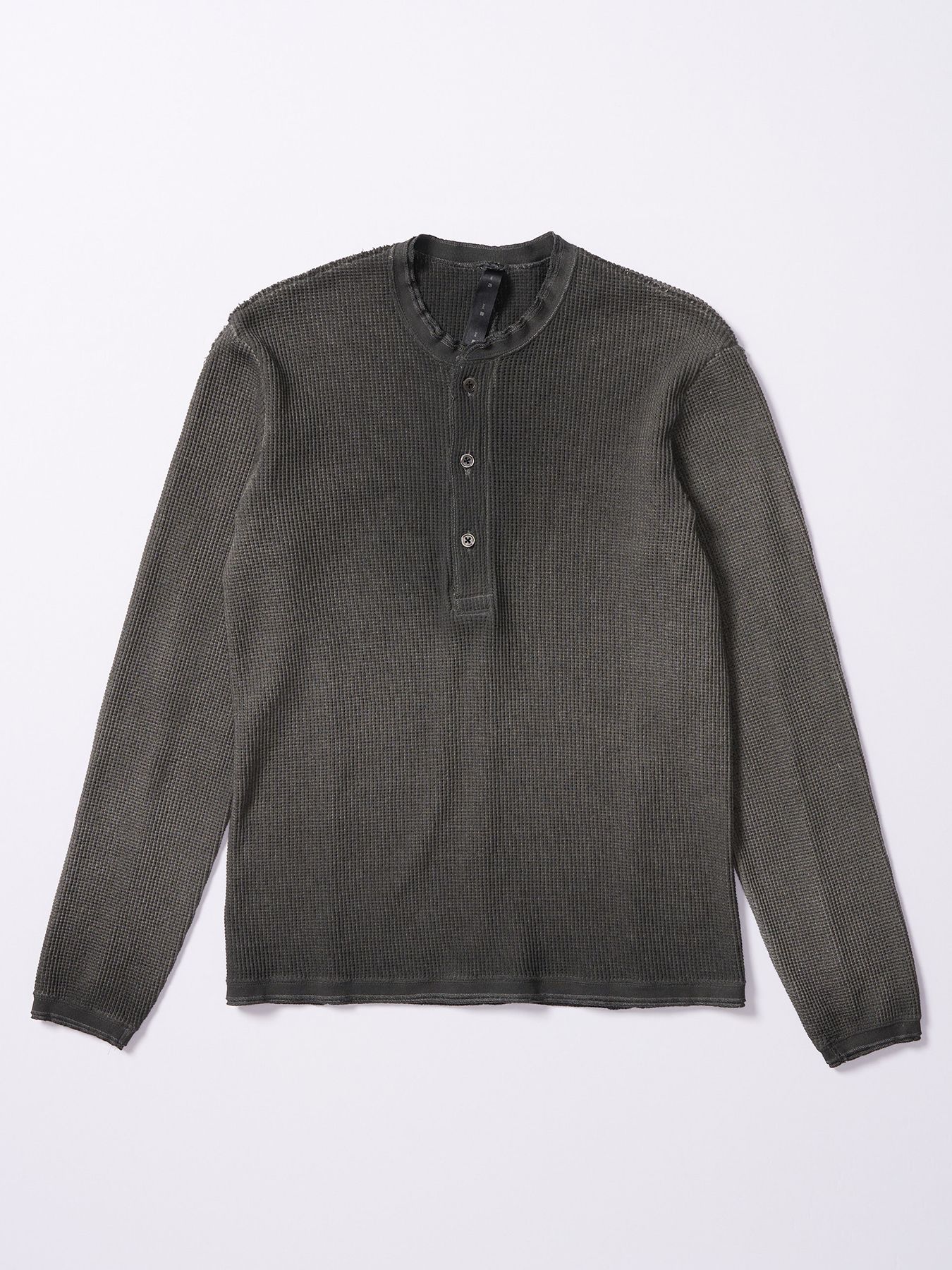 【予約品 4月19日(日) 18時締切】waffle henley L/S / ワッフル ヘンリーネック ロングスリーブ / ブラック