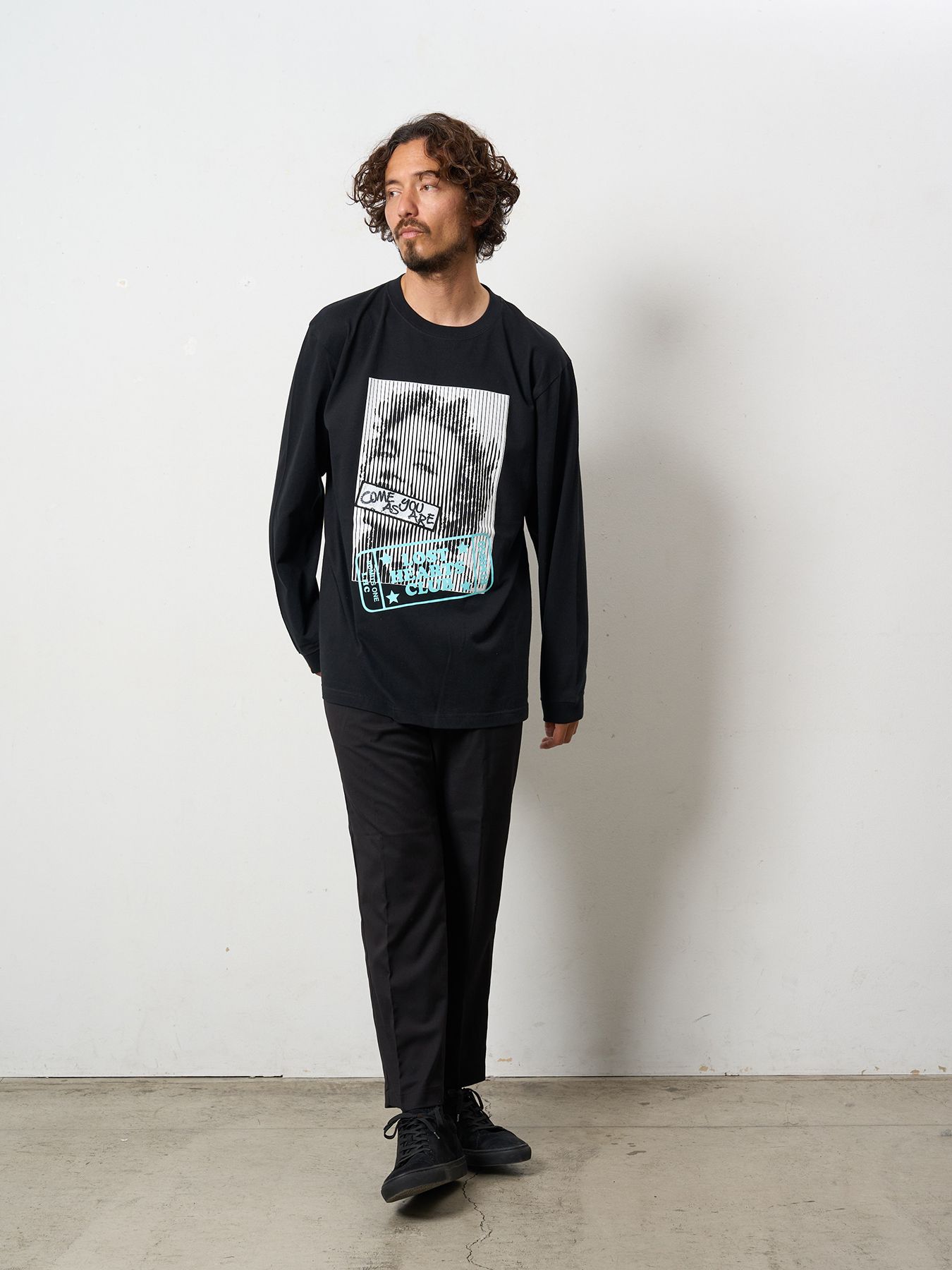 【予約品 5月8日(木) AM10時 締切】 5.6ozコットン天竺 LOST HEARTS シークインLS Tシャツ / ブラック