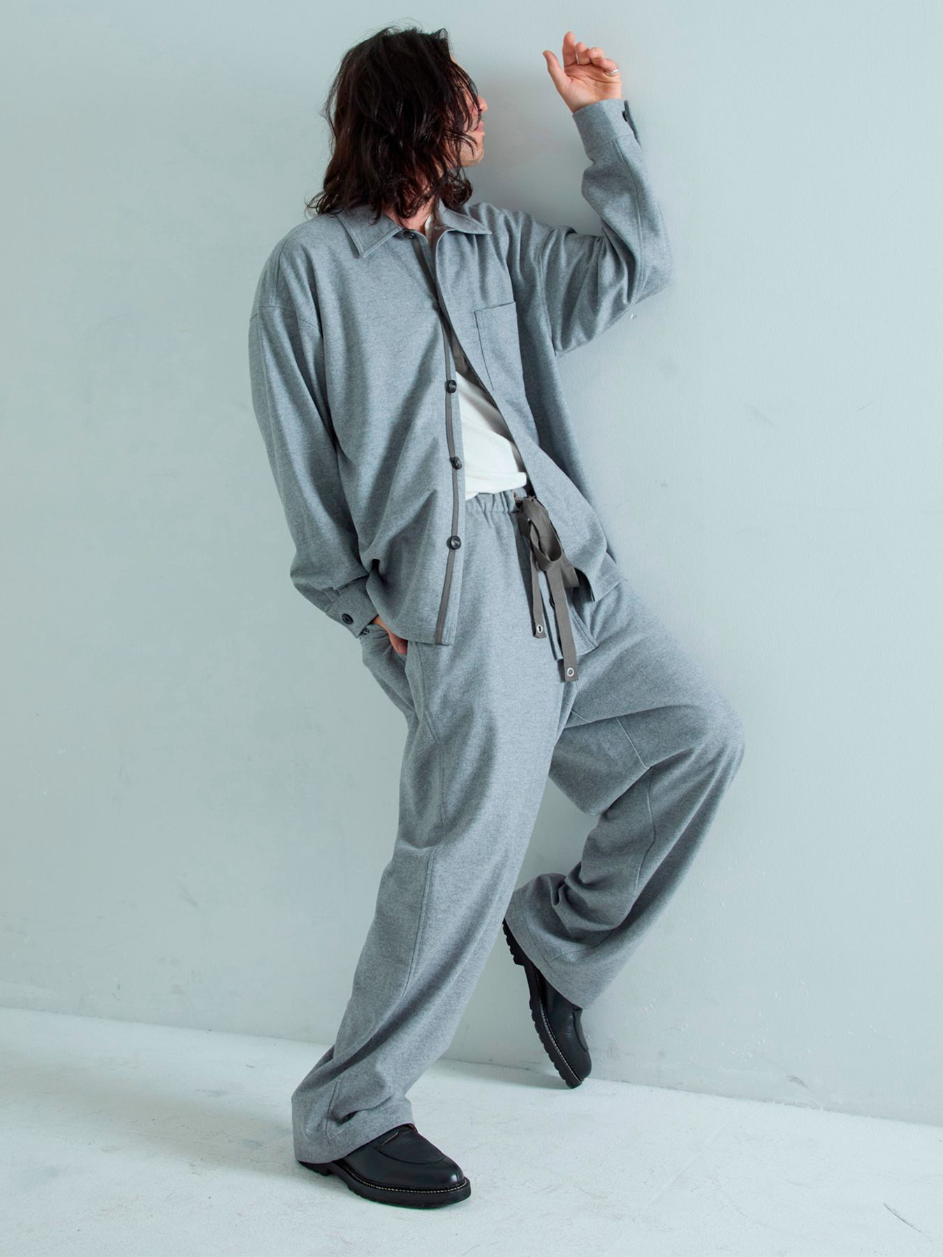 【予約品 】Woolnapp shirts / ウールシャツ / 杢グレー