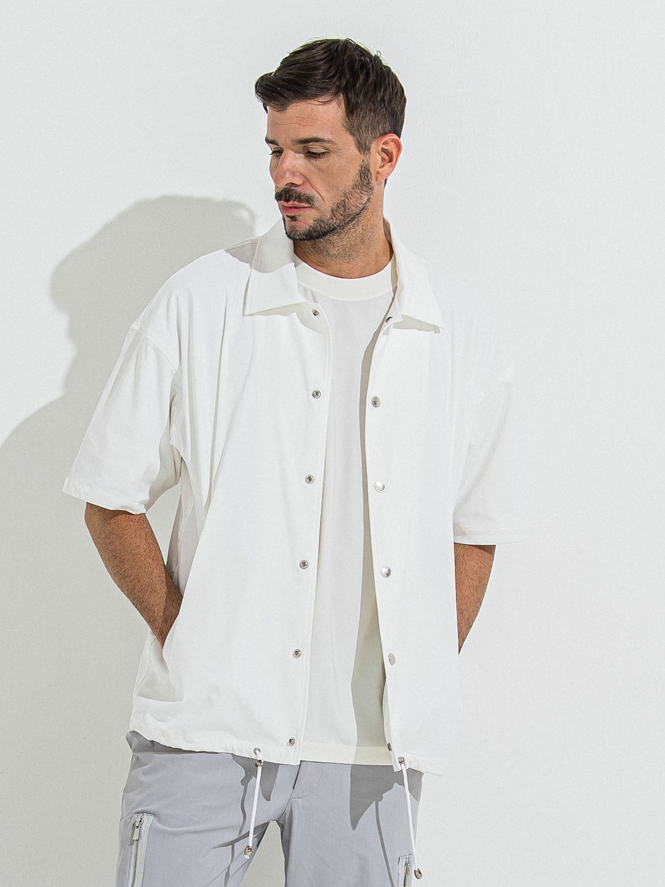 【予約品 】NYLON HALF COACH JACKET / ナイロンハーフコーチジャケット / ホワイト